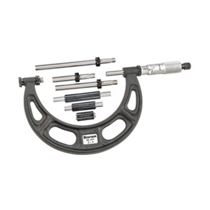 Starrett Interchangeable Anvil Micrometer Set, 0-4, EDP 50770 – 224AARLZ