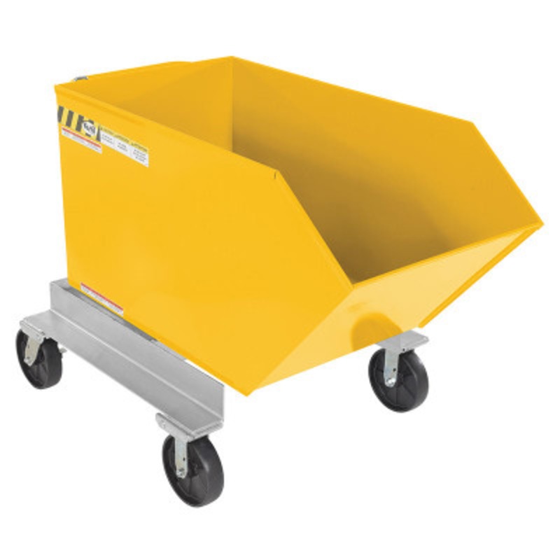 Steel Portable Tilting Hopper, 3/4 Cubic Yard, 2,000 lb., Yellow