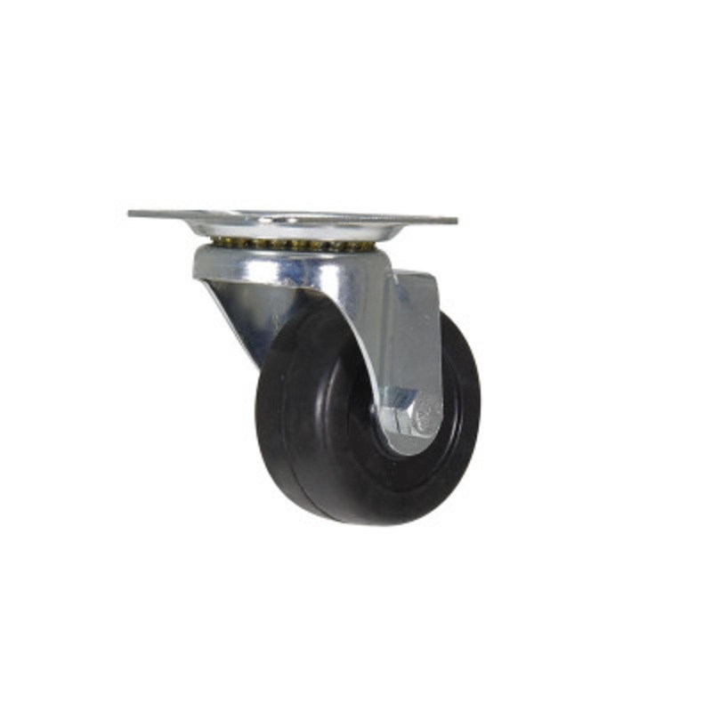 Rubber Swivel Caster, 2in Diameter x 1in Width 55 lb., Black