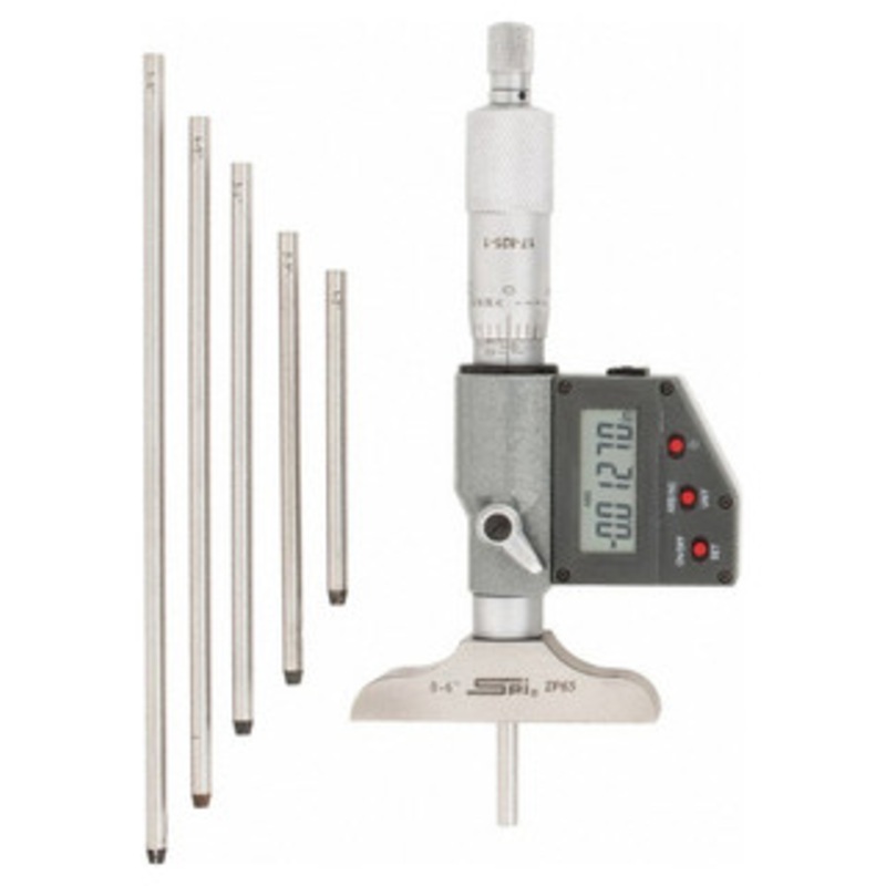 SPI IP65 Electronic Depth Micrometer, 0-6 Range, 2-1/2 Base Length – 17-825-1