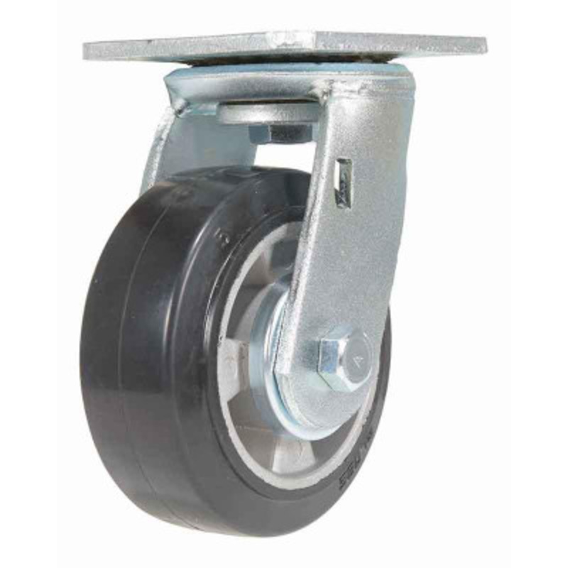 Rubber Swivel Caster, 5 x 2in Width 661 lb., Dark, Blk/Gold