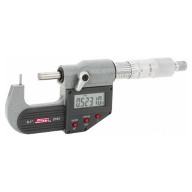 SPI IP65 Absolute Electronic Tube Micrometer, Pin Anvil, 0-1/0-25mm – 17-765-9