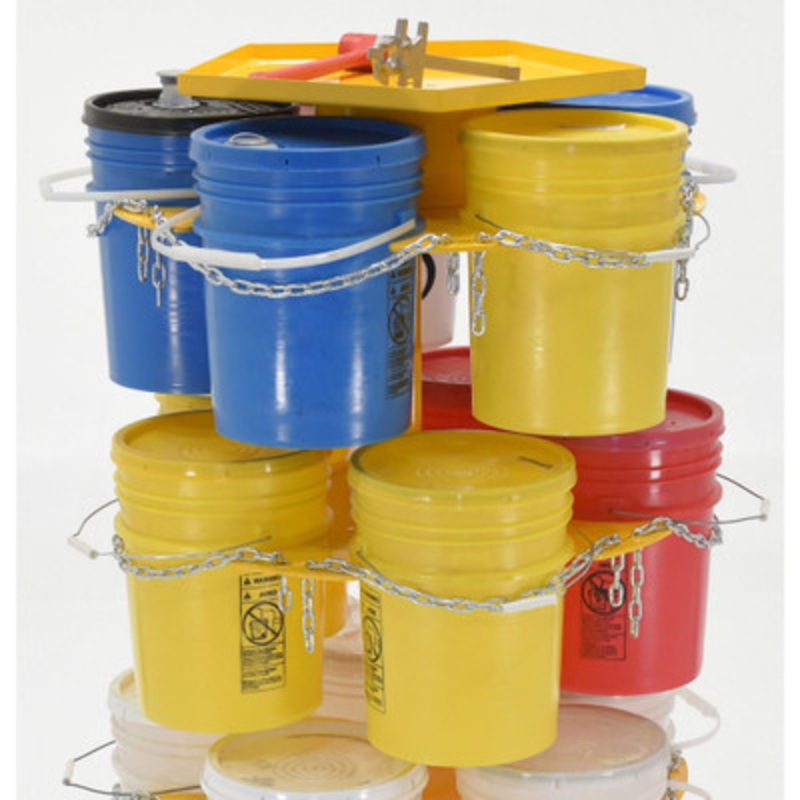 5 Gall, Pail Carousel Rack, 15 Pails W/ Casters 350 lbs. Per Shelf