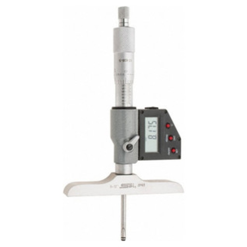 SPI IP65 Electronic Depth Micrometer, 0-12 Range, 4 Base Length – 17-828-5