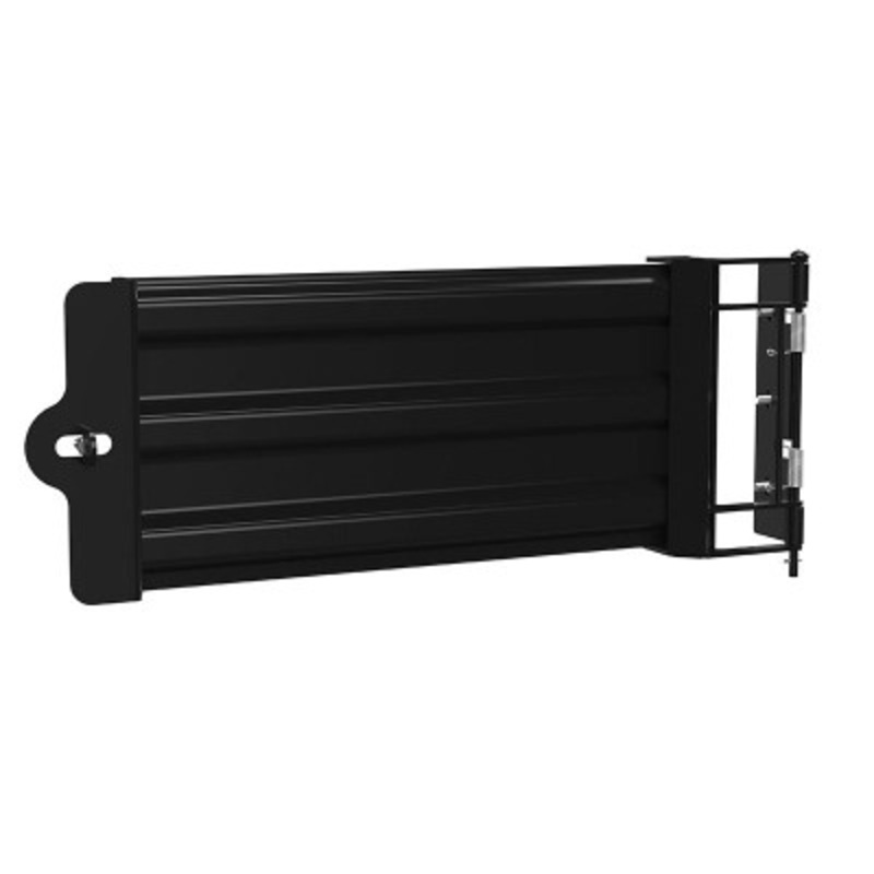 Steel Hinged Guard Rail, 29.875in Length, 3 Ribbed Gate, Black