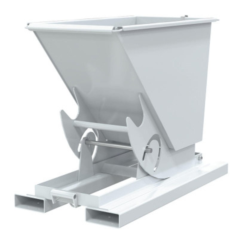 Steel No Bump and Dump Hopper, 1/3 Cu Yd, 2000 lb., White