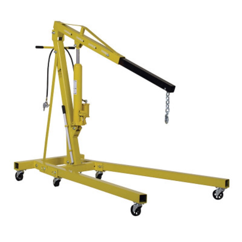 Air and Hand Pump Hydraulic Shop Crane, 4000 lb., Yellow