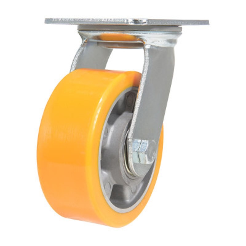 Swivel Caster, 5in Diameter x 2in Width 990 lb., Orange/Gray