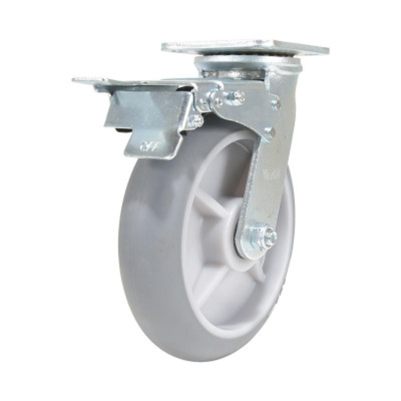 Swivel With Total Brake Caster 8 x 2in Width 705lb, Light, Gray