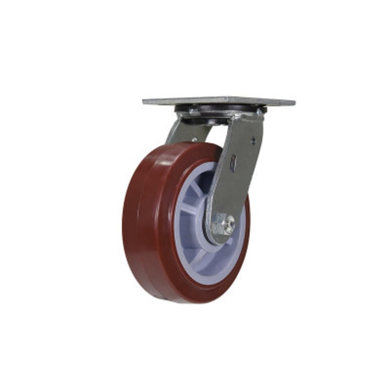 Swivel Caster, 6in Diameter x 2in Width 750 lb., Maroon/Gray