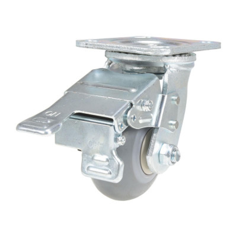 Swivel With Total Brake Caster 4 x 2in Width 485lb, Light, Gray