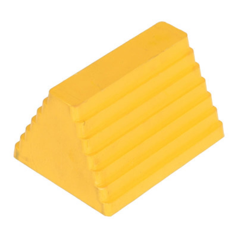 Rubber Wheel Chock with Eye Bolt, 9in, Yellow