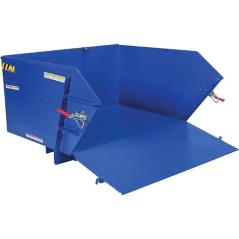 Self Dumping Hopper, with Fold Down Front 1 Cu Yd, 2000 lb., Blue