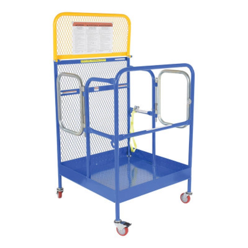 Work Platform With 2 Door,Poly Casters, 36 x 36in, 1,000 lb, Blue