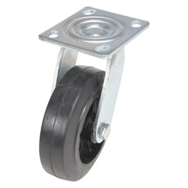 Rubber Swivel Caster, 6in Diameter 2in Width 507 lb., Black