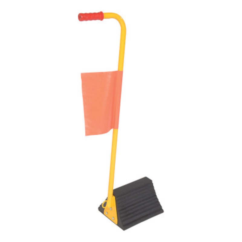 Rubber Wheel Chock With Handle and Flag, 12in