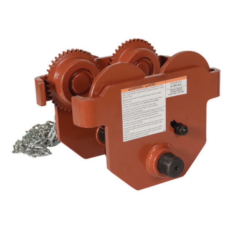 Steel Geared Eye Manual Trolley, 6000 lb., Orange