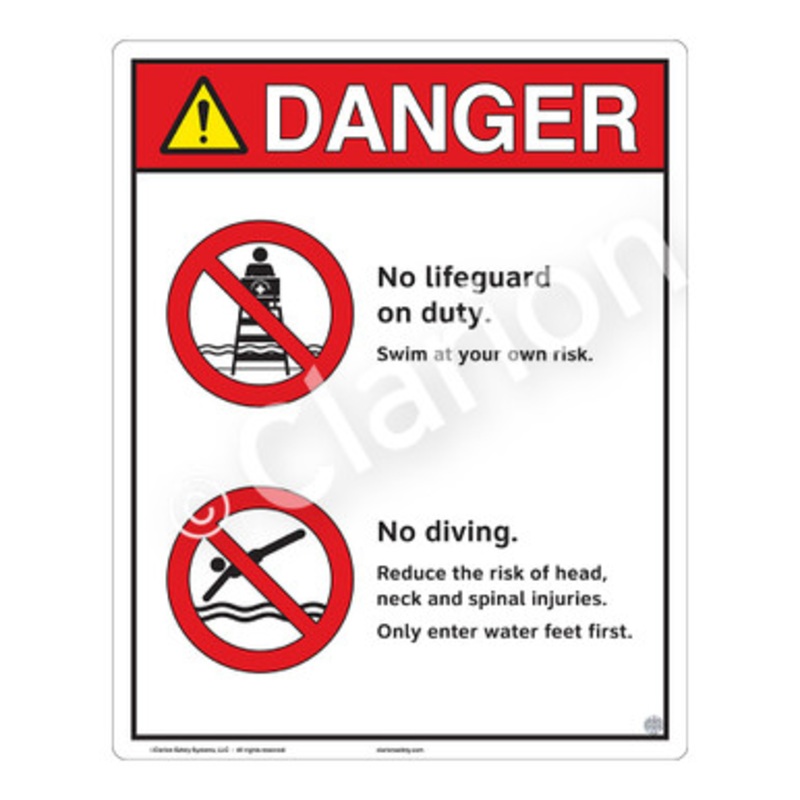 Danger No Lifeguard on Duty Sign (WSS3202-e)