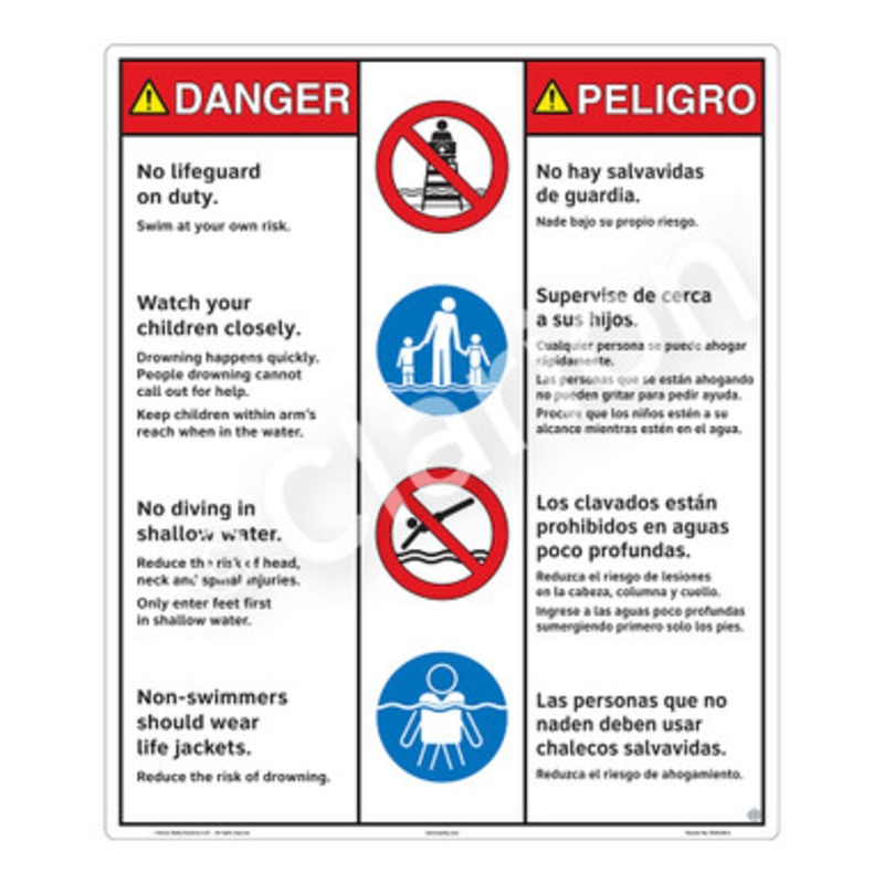 Danger No Lifeguard on Duty Sign (WSS3403-b)