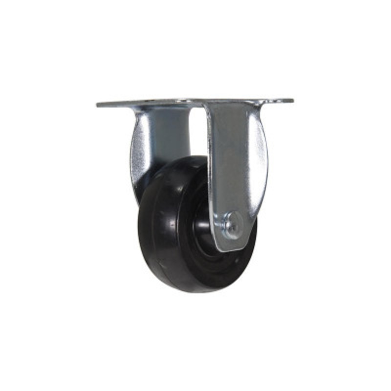 Rubber Rigid Caster, 3in Diameter x 1in Width 198 lb., Black