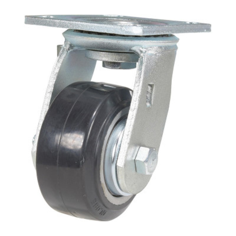 Rubber Swivel Caster, 4in x 2in Width 551 lb., Black/Gray