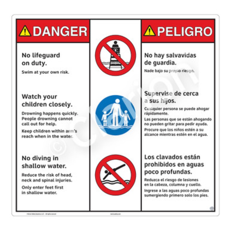 Danger No Lifeguard on Duty Sign (WSS3302-b)