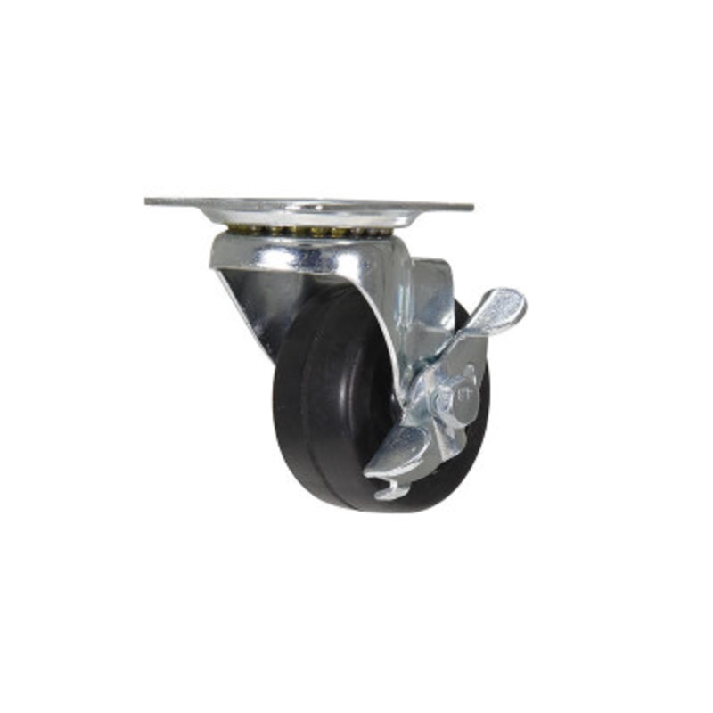 RubberSwivel With Brake Caster 2 x 1in Width 55 lb., Black
