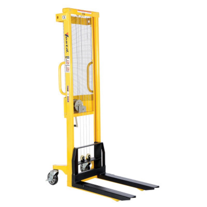 Stacker with Fixed Manual Hand Winch, 770 lb., Blk / Yellow