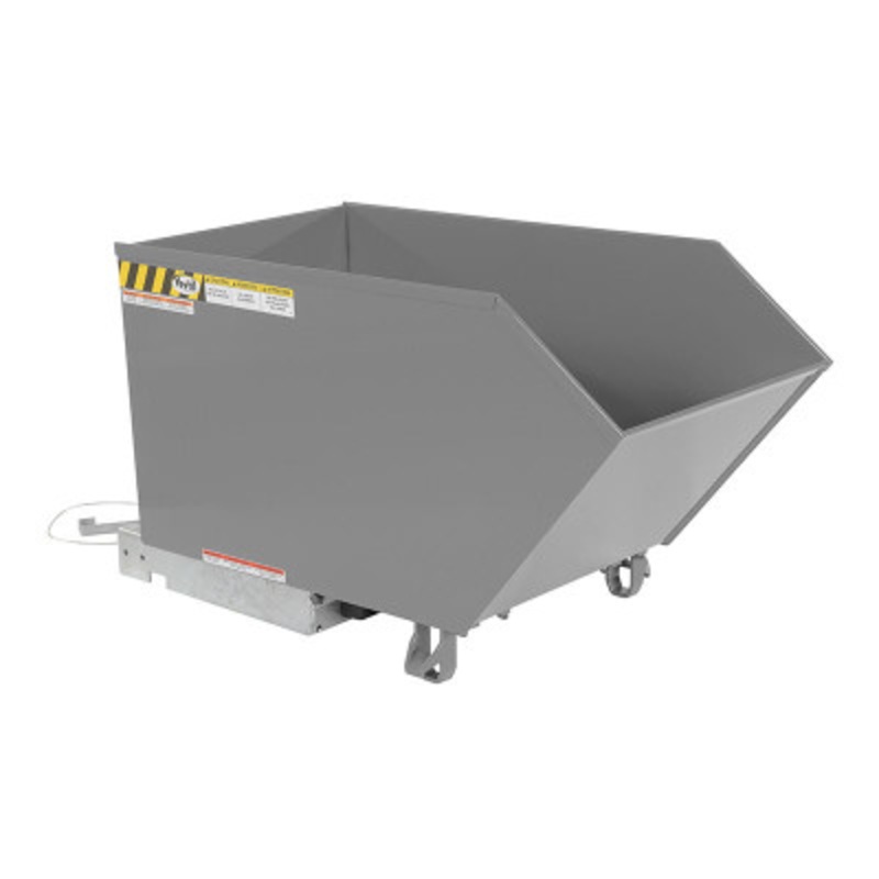 Steel Low Profile Self Dumping Hopper, 1/2 Cu Yd, 2000 lb., Gray