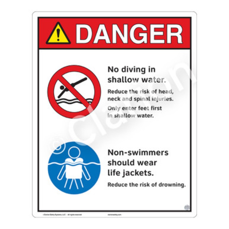 Danger No Diving in Shallow Water Sign (WSS3212-e)