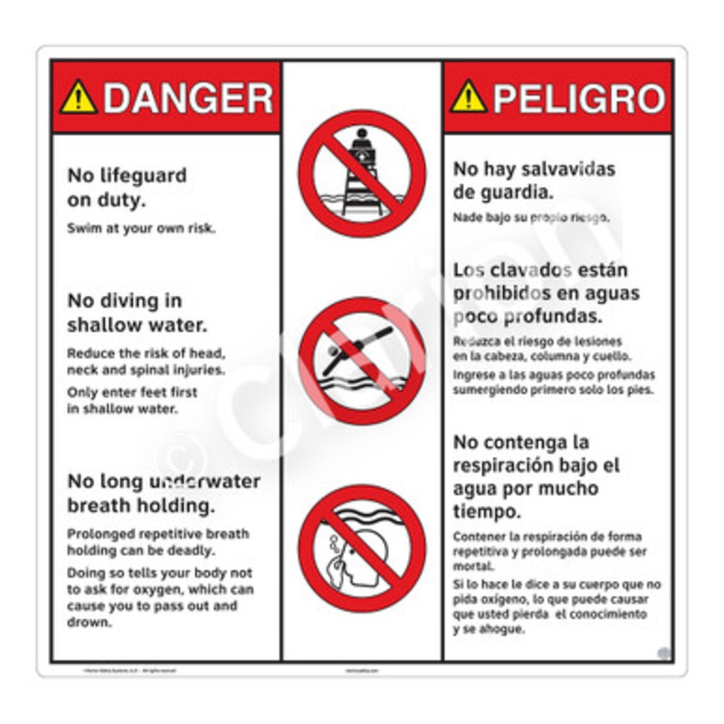 Danger No Lifeguard on Duty Sign (WSS3308-b)