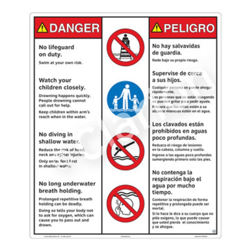 Danger No Lifeguard on Duty Sign (WSS3404-b)