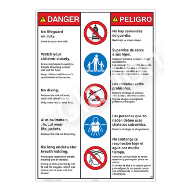 Danger No Lifeguard on Duty Sign (WSS3501-b)