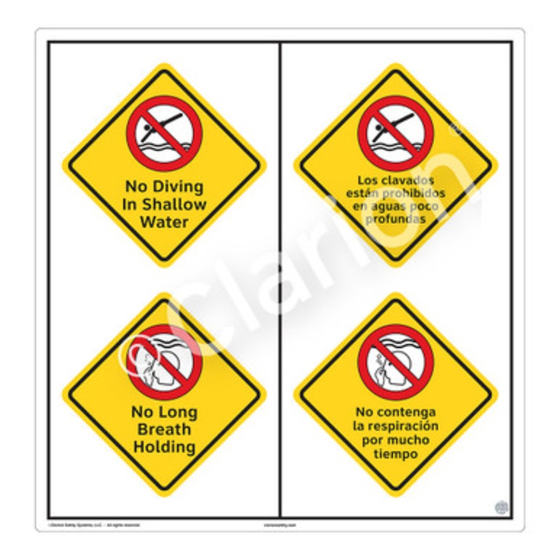 No Diving In Shallow Water Sign (WSS2218-b)
