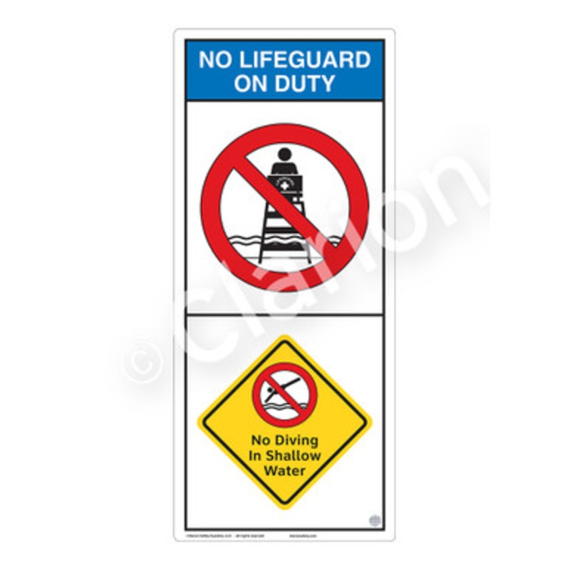 No Lifeguard on Duty No Diving in Shallow Water Sign (WSS2203-e)