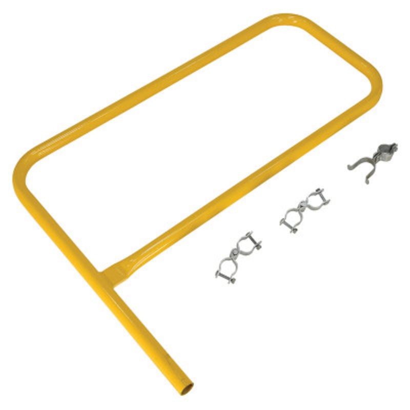 Steel Pipe Safety Railing Gate, P-Shaped, 36 x 36in, Yellow