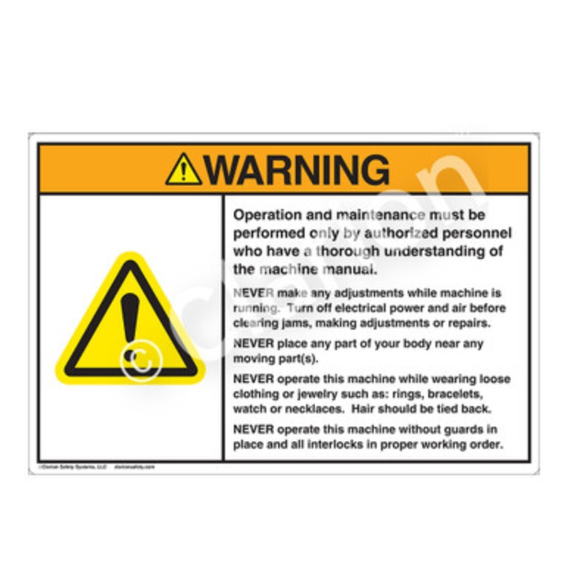 Warning Operation and Maintenance Label (H6014-9UWH)