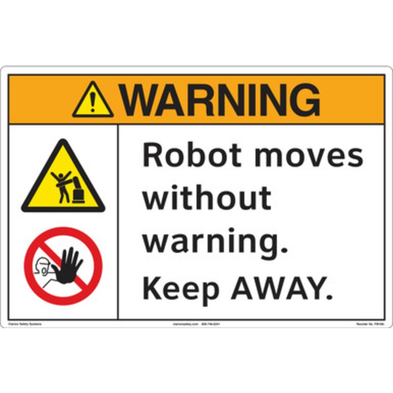 Warning/Robot moves without warning. Keep AWAY Floor Marker (FM188-)