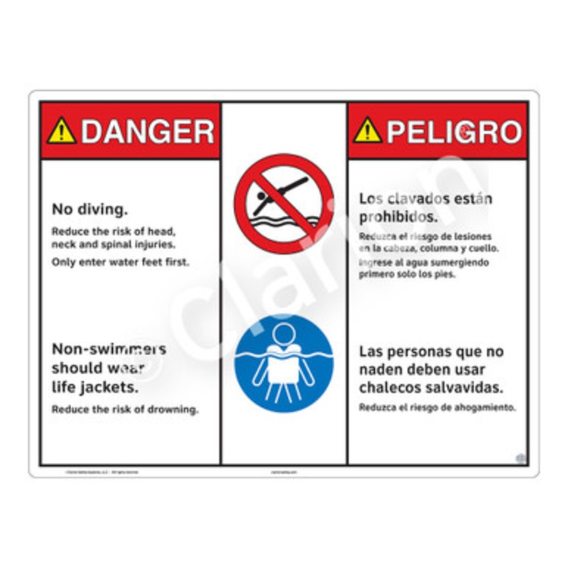 Danger No Diving Sign (WSS3210-b)