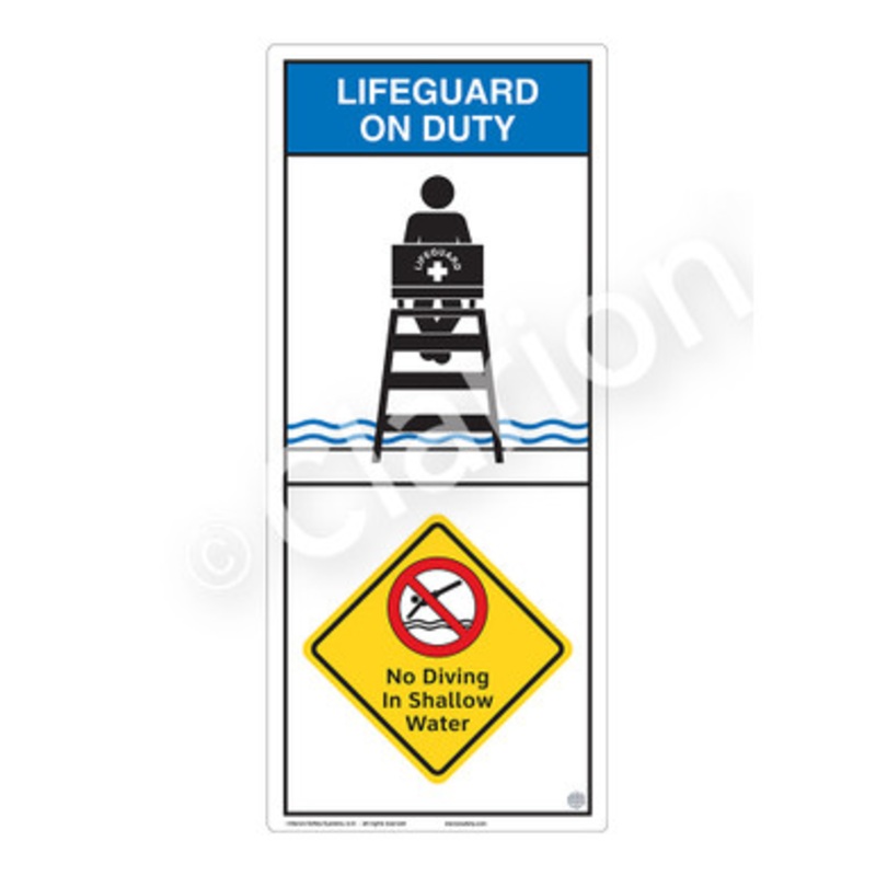 Lifeguard on Duty No Diving in Shallow Water Sign (WSS2208-e)