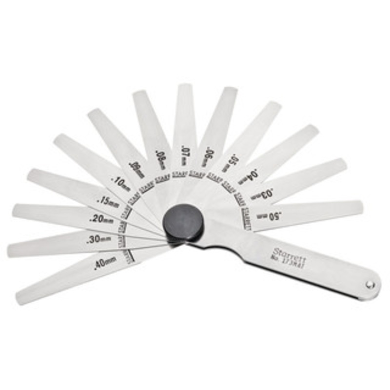 Starrett Metric Thickness Gage 173MAT, 13 Tapered Leaves, 0.03 to 0.5mm Range – 11-467-8