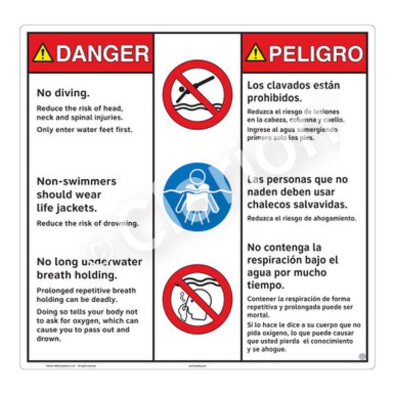 Danger No Diving Sign (WSS3314-b)