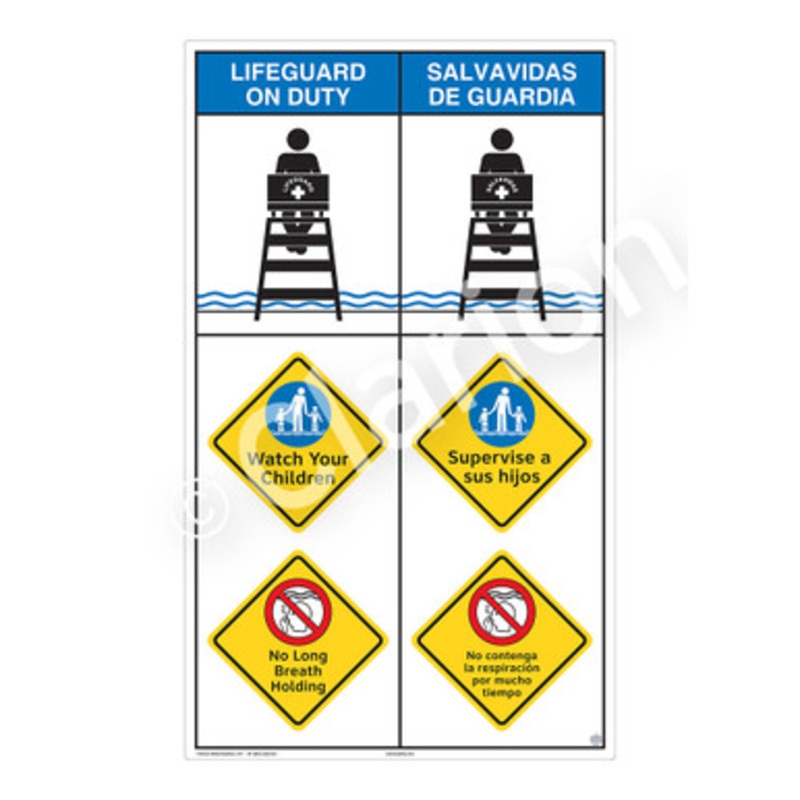 Lifeguard on Duty Watch Your Children Sign (WSS2313-b)