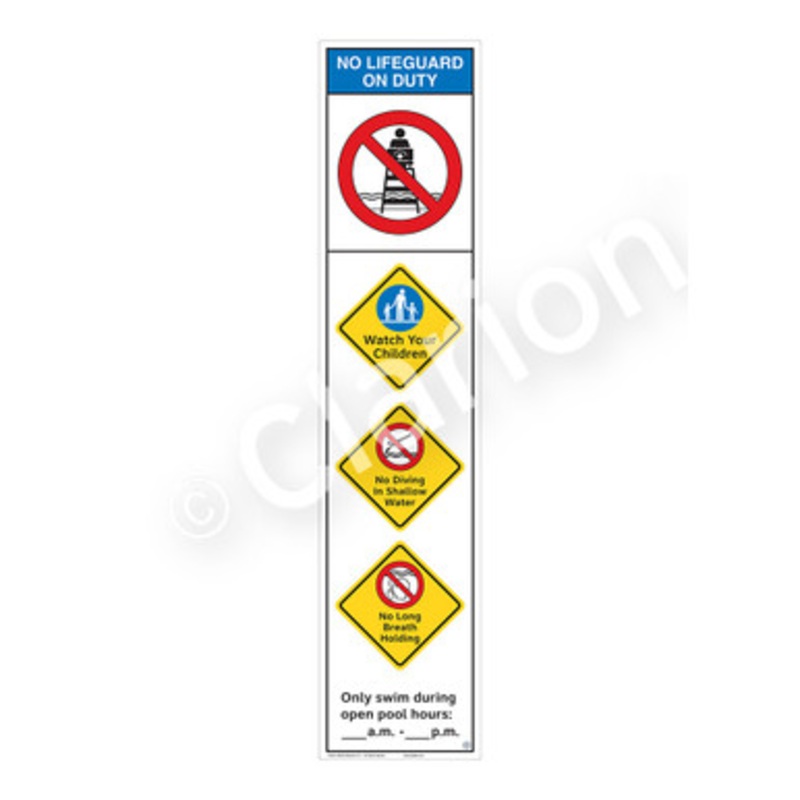 No Lifeguard on Duty Watch Your Children Sign (WSS2454-e)