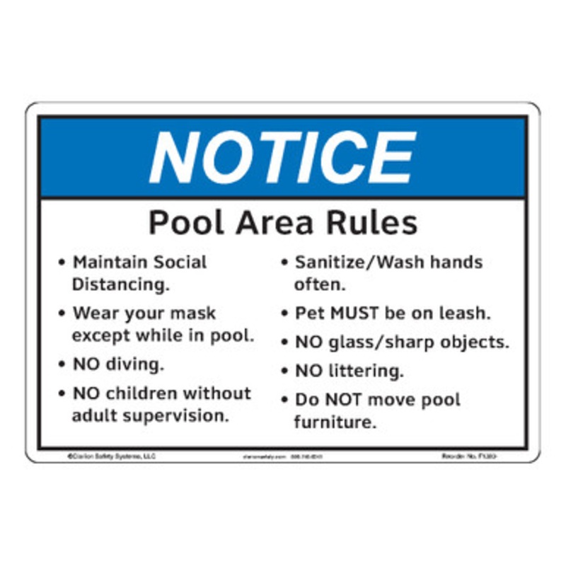 Notice/Pool Area Rules (F1383-)