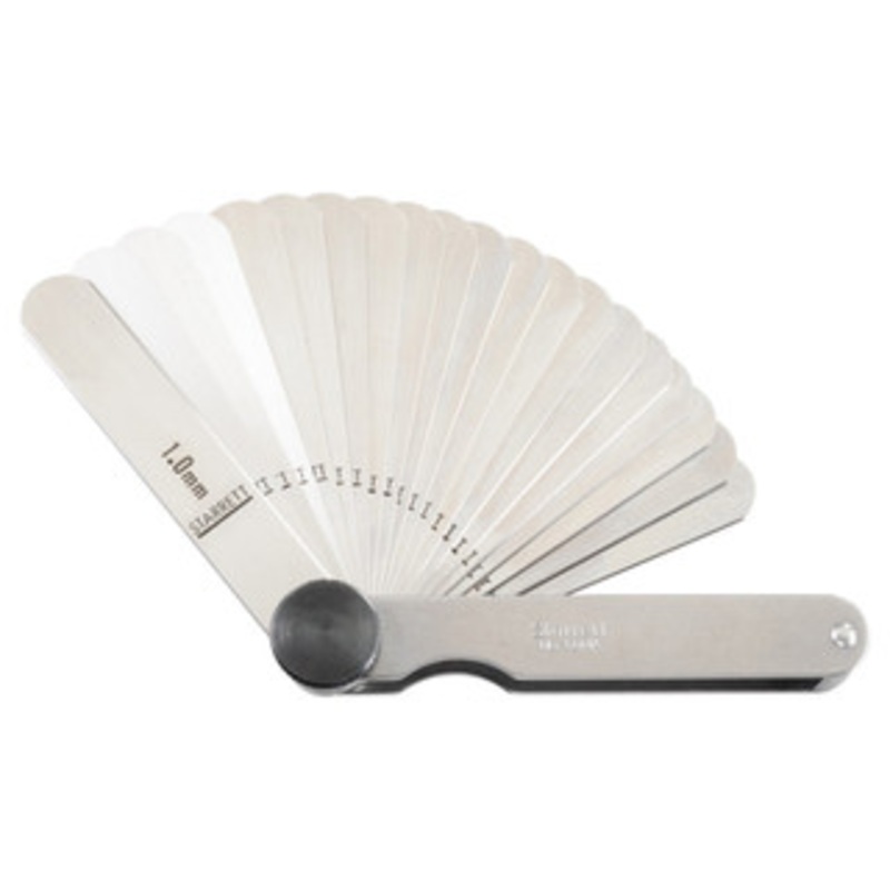 Starrett Metric Thickness Gage 66MA, 20 Straight Leaves, 0.05 to 1mm Range – 11-464-5