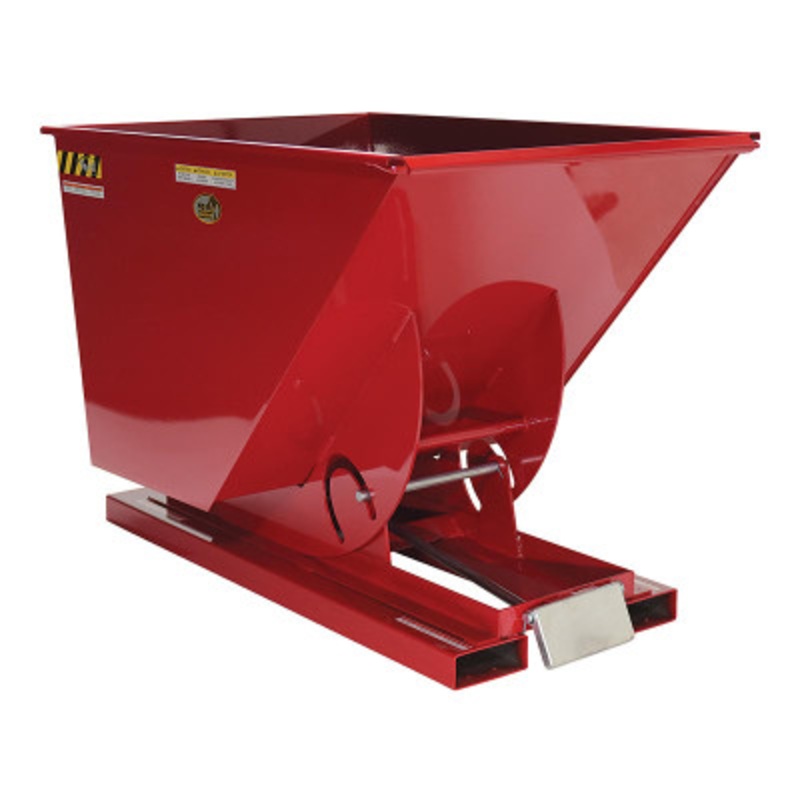 Steel Medium Duty Self Dumping Hopper, 1 Cu Yd, 4000 lb., Red