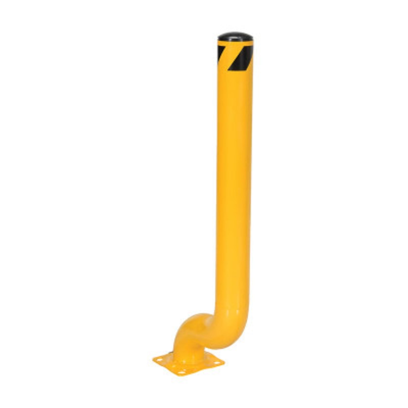 Steel Offset Bollard, 18-3/8in x 8in x 48-1/8in, Yellow