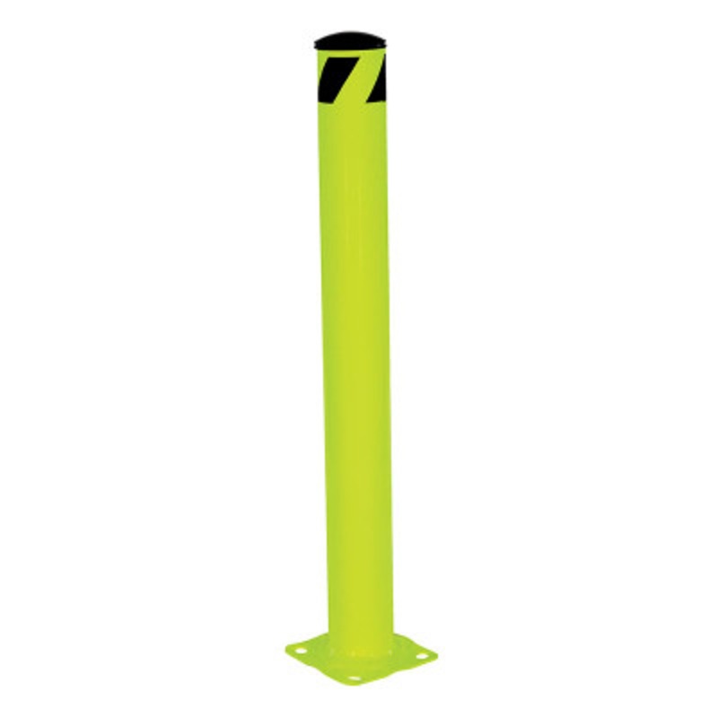 Steel Pipe Safety Bollard, 36in x 4-1/2in, Fluorescent Yellow