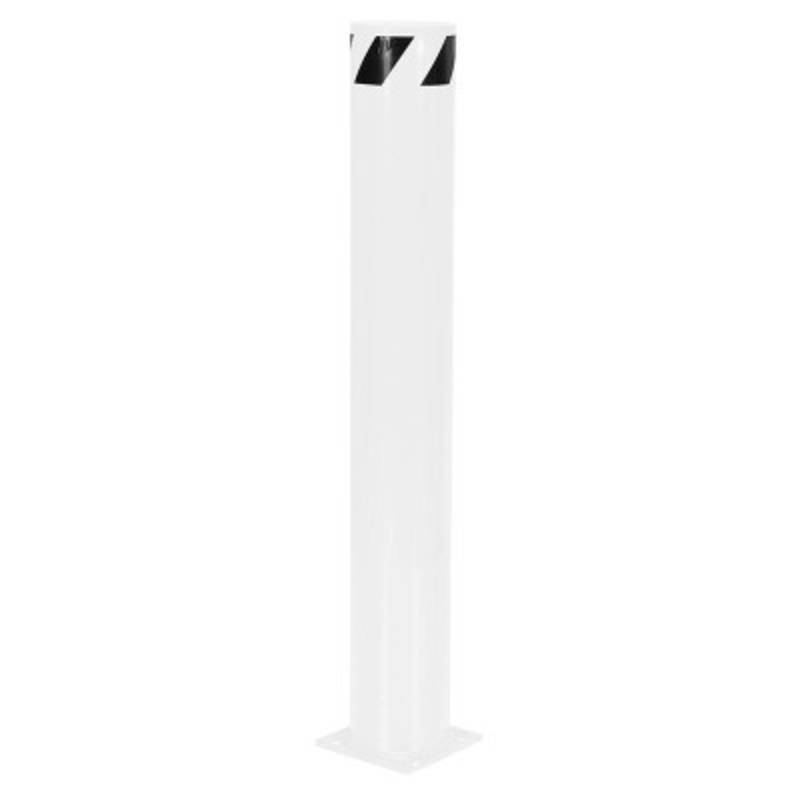 Steel Pipe Safety Bollard, 48in x 6-1/2in, White